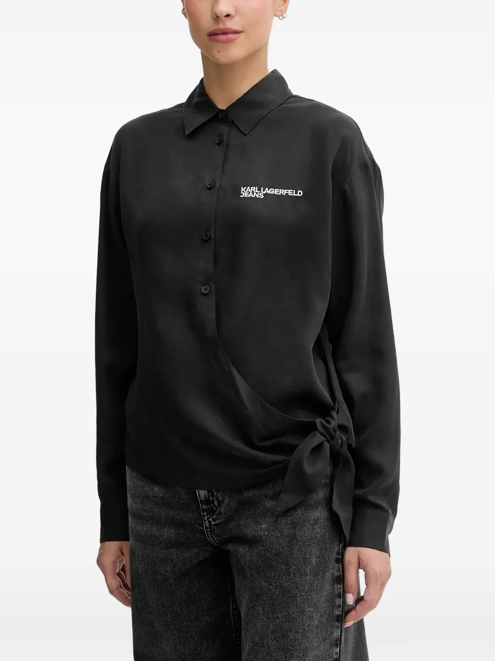 Karl Lagerfeld Jeans side-tie logo shirt - Nero
