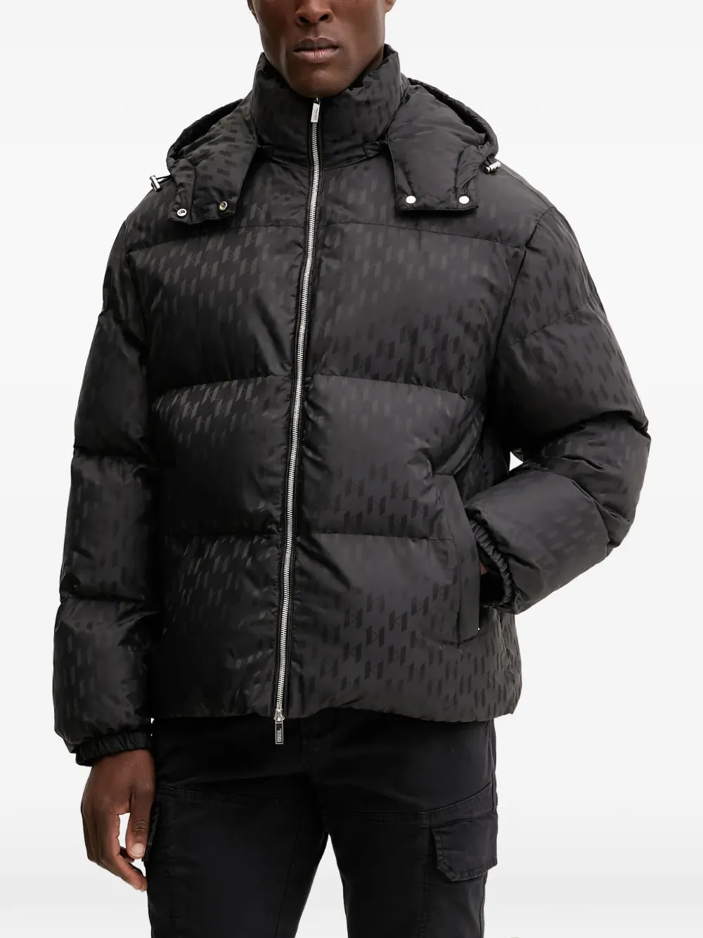 Karl Lagerfeld hooded patterned jacket - Black