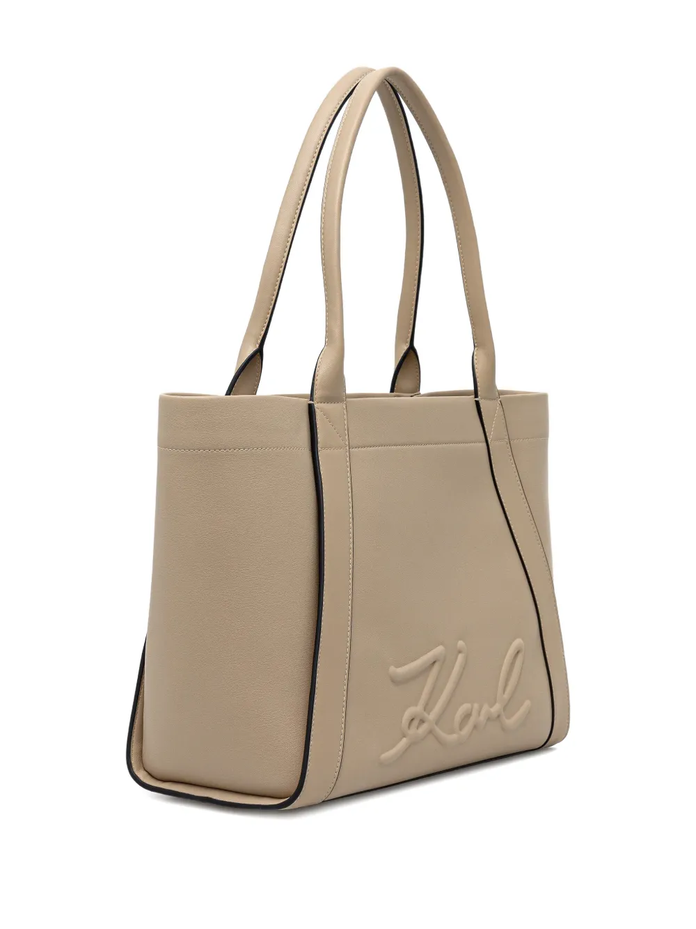 Karl Lagerfeld signature-embossed tote bag - Beige
