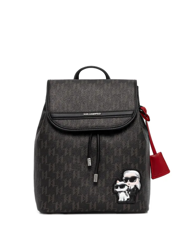 Karl Lagerfeld logo-appliqué Monogram Backpack | Brown 