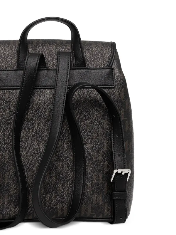 Karl Lagerfeld Brown Monogram Backpack with Iconic Graphic Karl Lagerfeld logo-appliqué Monogram Backpack | Brown  main image 4