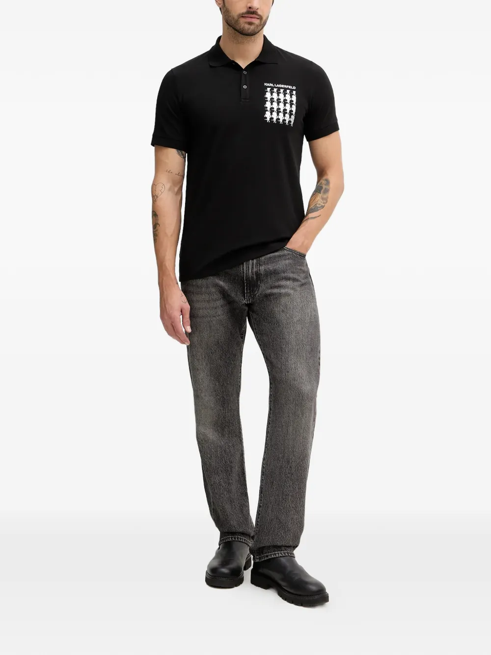 Karl Lagerfeld Poloshirt met logoprint Zwart