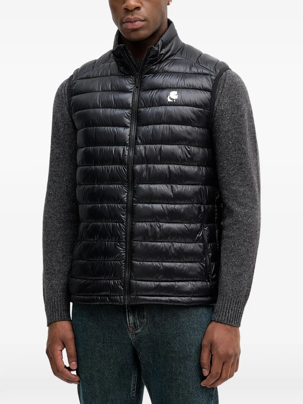 Karl Lagerfeld logo zip-up gilet - Black