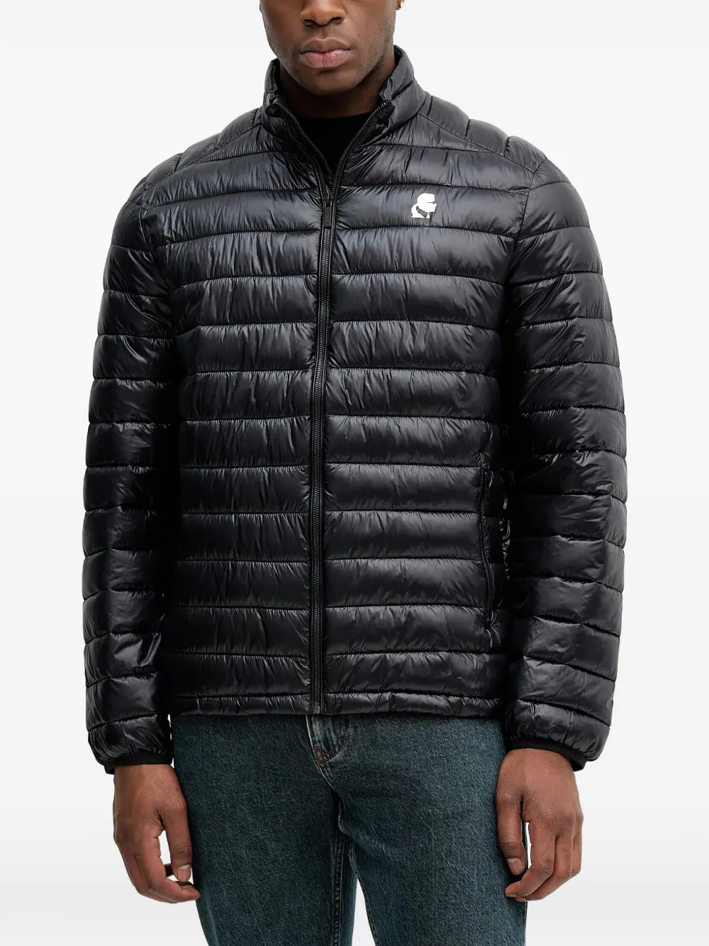 Karl Lagerfeld logo zip-up padded jacket - Black