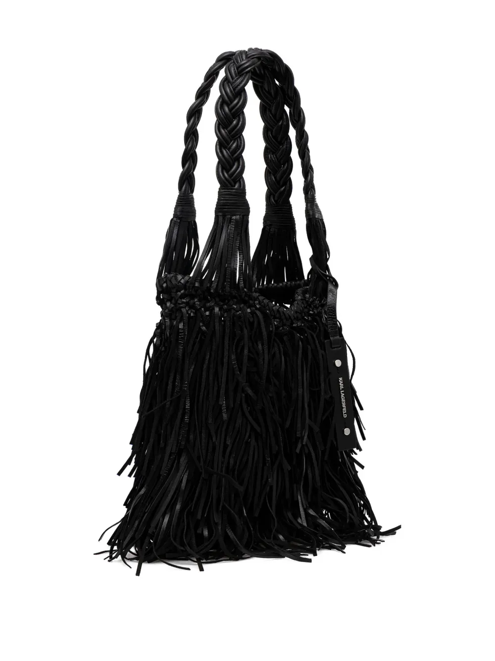 Karl Lagerfeld braided fringe shoulder bag - Zwart