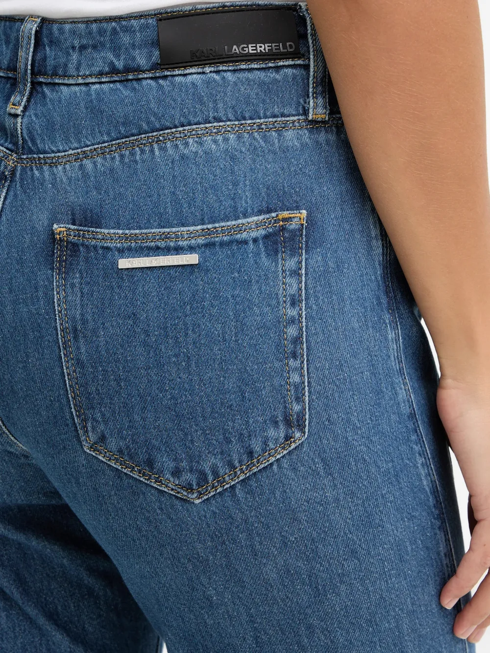 Karl Lagerfeld Regular-fit jeans met logopatch en vijf zakken Blauw