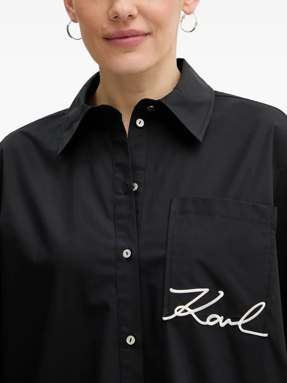 Karl Lagerfeld Blouse met geborduurd logo Zwart
