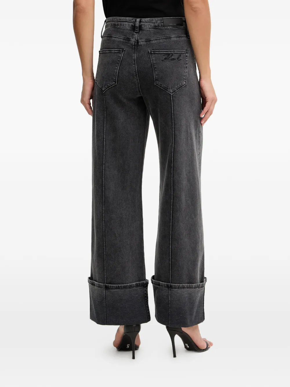 Karl Lagerfeld Jeans met vijf zakken en omgeslagen pijpen Grijs