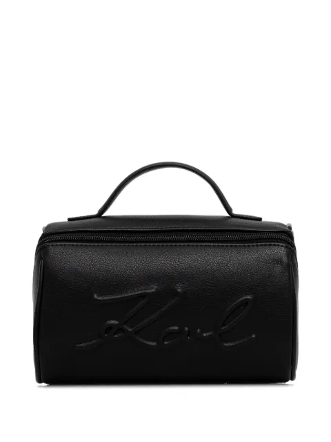 Karl Lagerfeld embossed-logo top handle make up bag