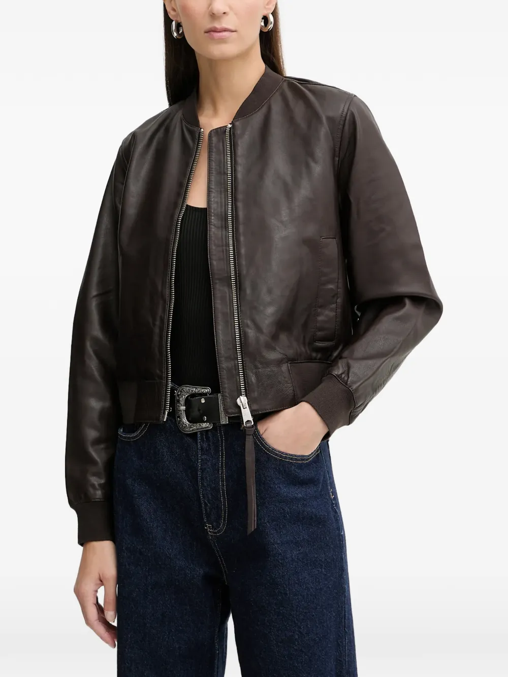  Allsaints Orten Zip-up Bomber Jacket - Brown 