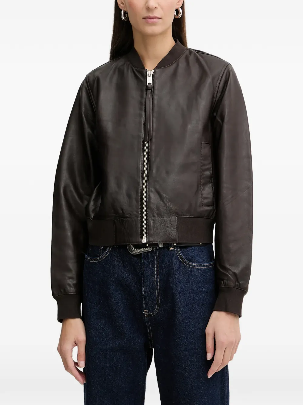 AllSaints Bomber Orten con zip - Marrone