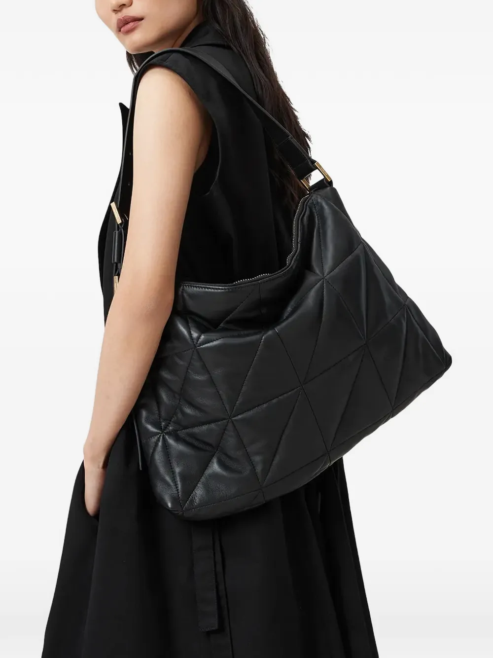 AllSaints Edbury quilted-design tote bag - Zwart