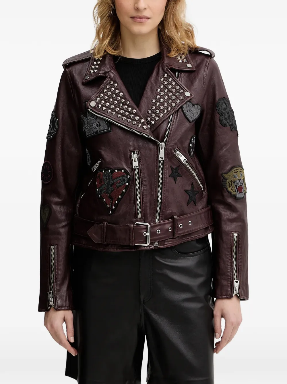 AllSaints College leather biker jacket - Marrone