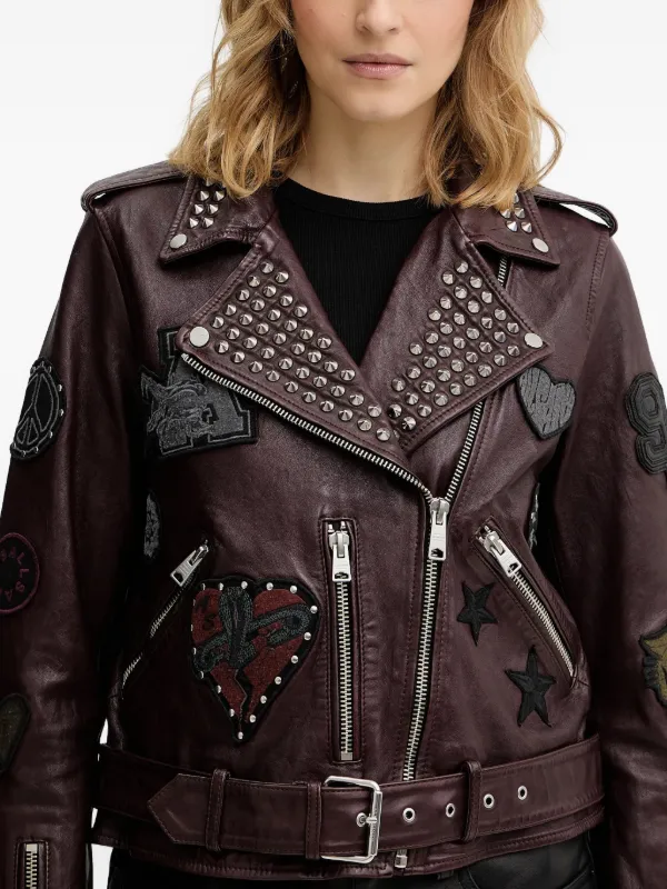 AllSaints College Leather Biker Jacket | Brown | FARFETCH