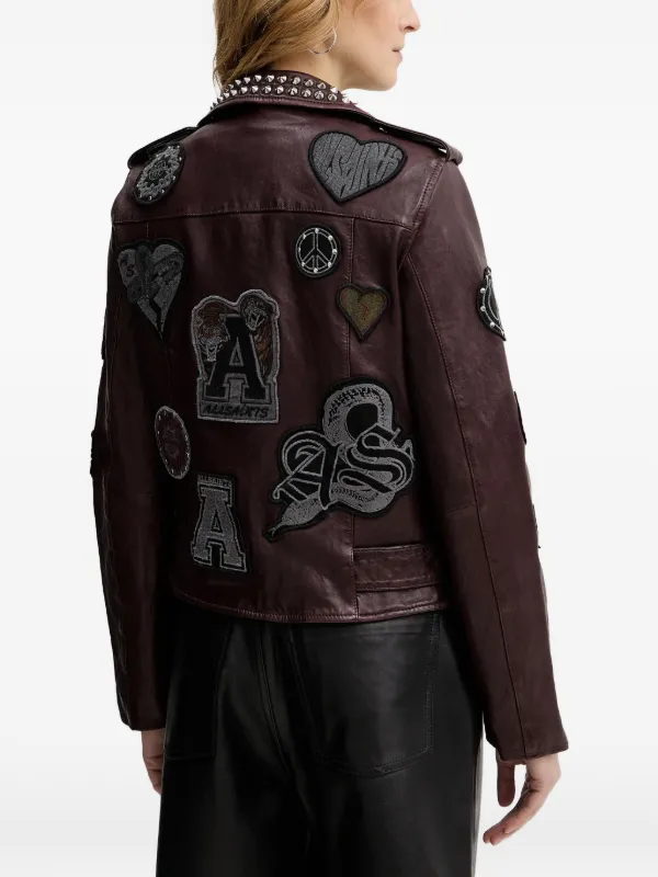AllSaints College Leather Biker Jacket | Brown | FARFETCH