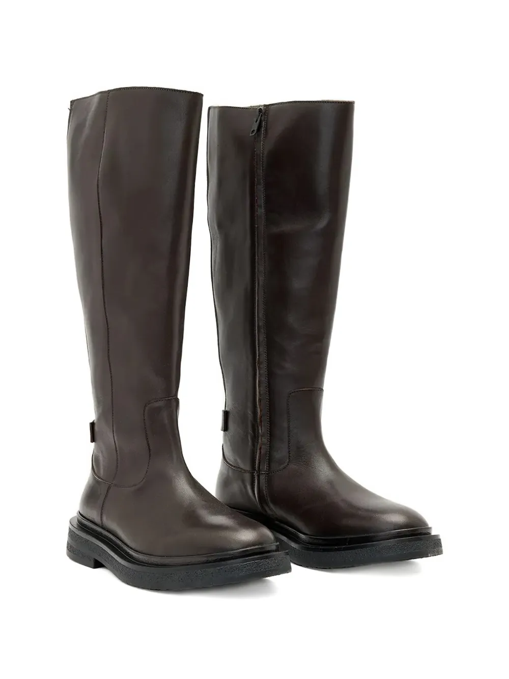 AllSaints Escher zip logo-strap knee-high boots Bruin