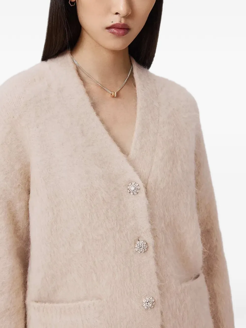 AllSaints Rubi vest met knoop en zak Beige