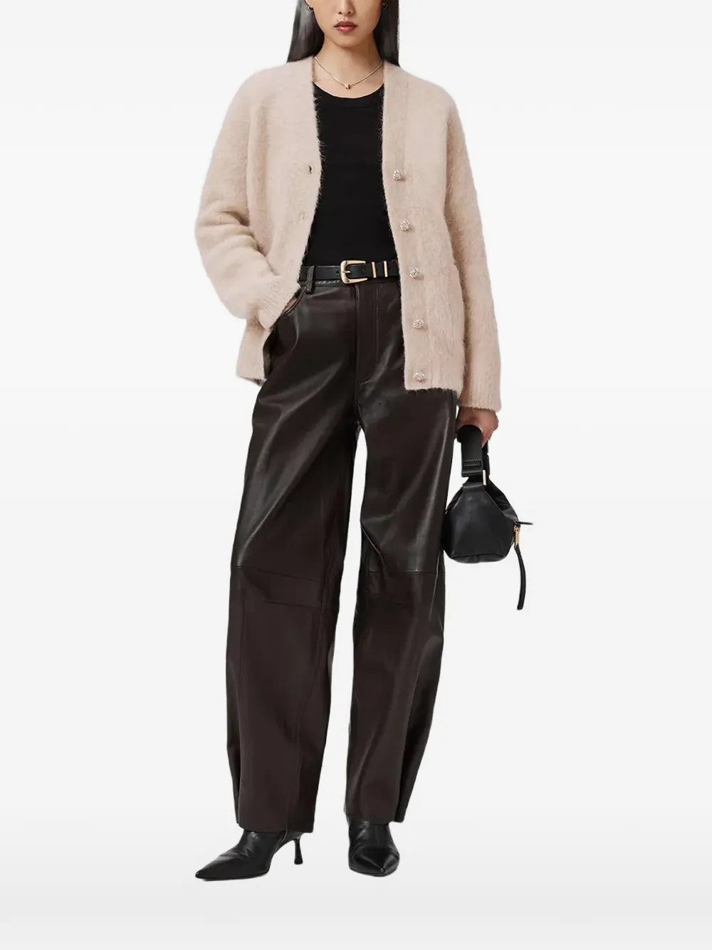 AllSaints Rubi button front-pocket cardigan - Toni neutri