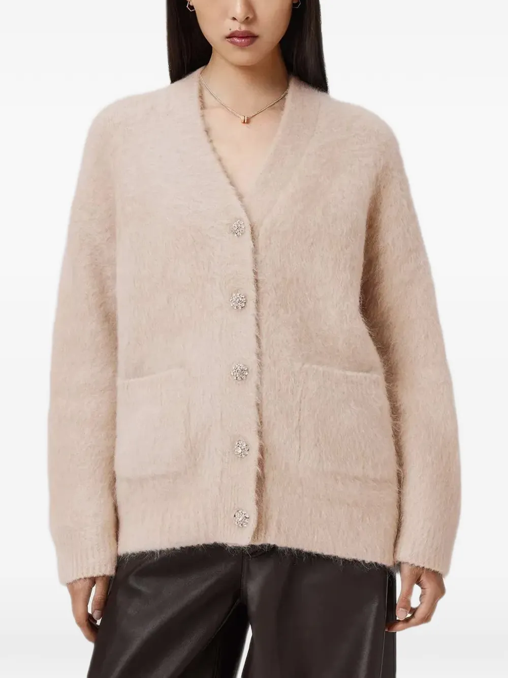  Allsaints Rubi Button Front-pocket Cardigan - Neutrals 