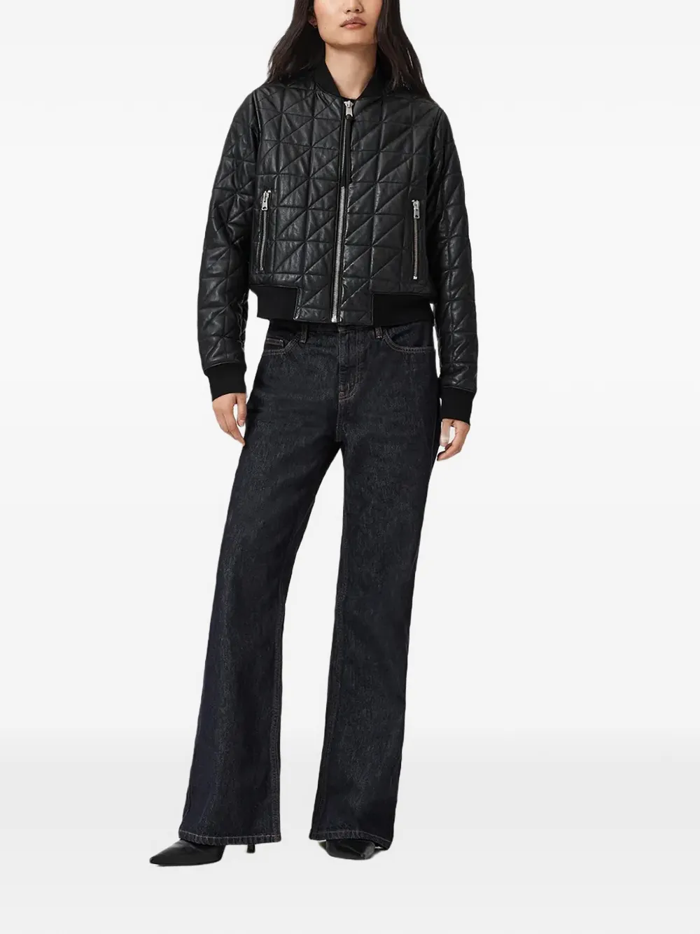  Allsaints Carly Quilted Zip-up Jacket - Black 