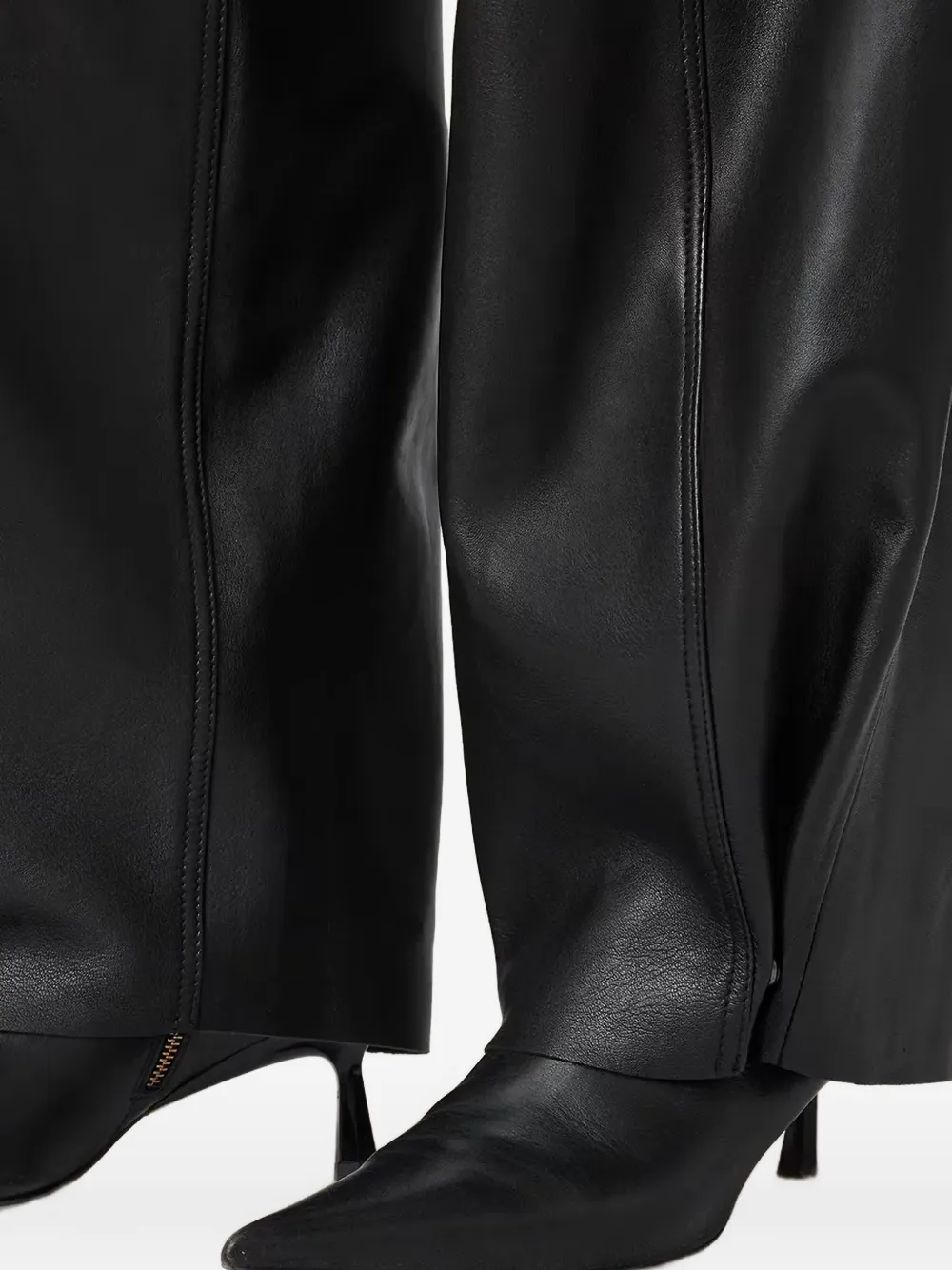 AllSaints Jett leren broek met vlakken Zwart