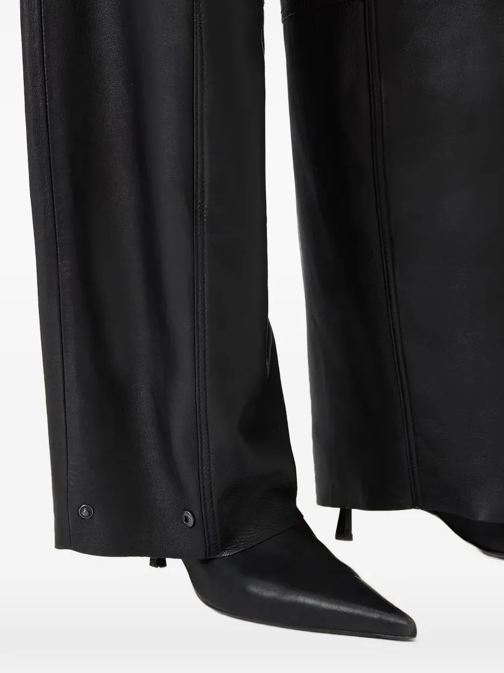 AllSaints Jett leren broek met vlakken Zwart