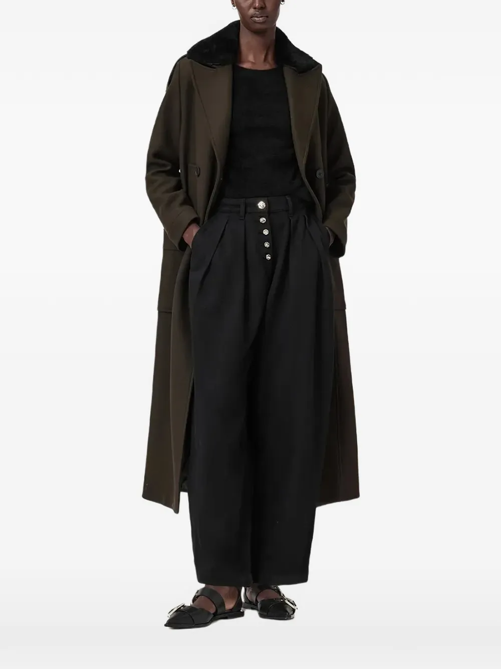 AllSaints Millie double-breasted coat - Verde