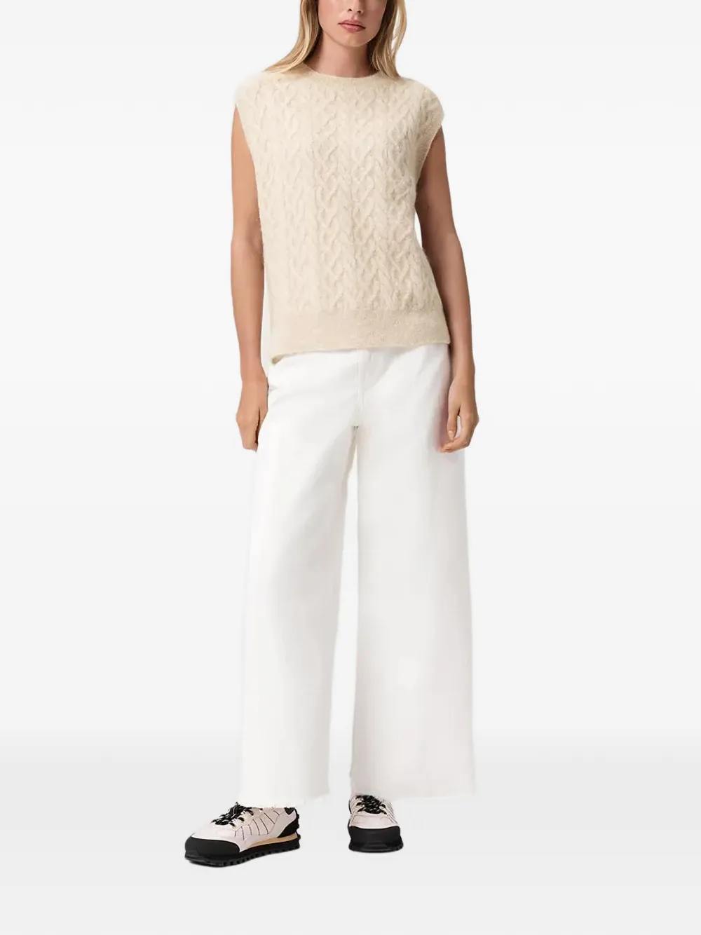 Allsaints Round-neck Sleveless Vest In Neutral