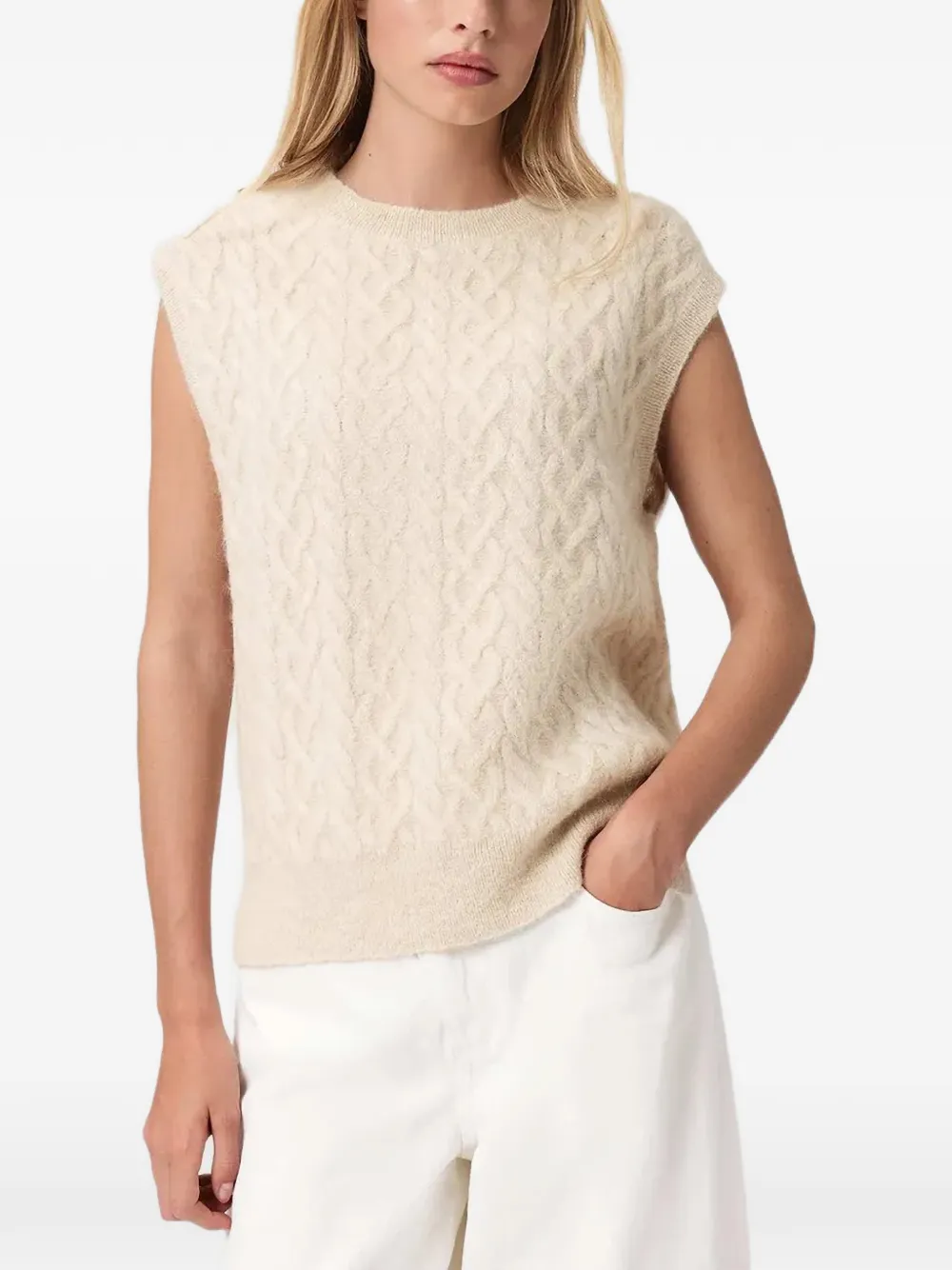 Allsaints Round-neck Sleveless Vest In Neutral