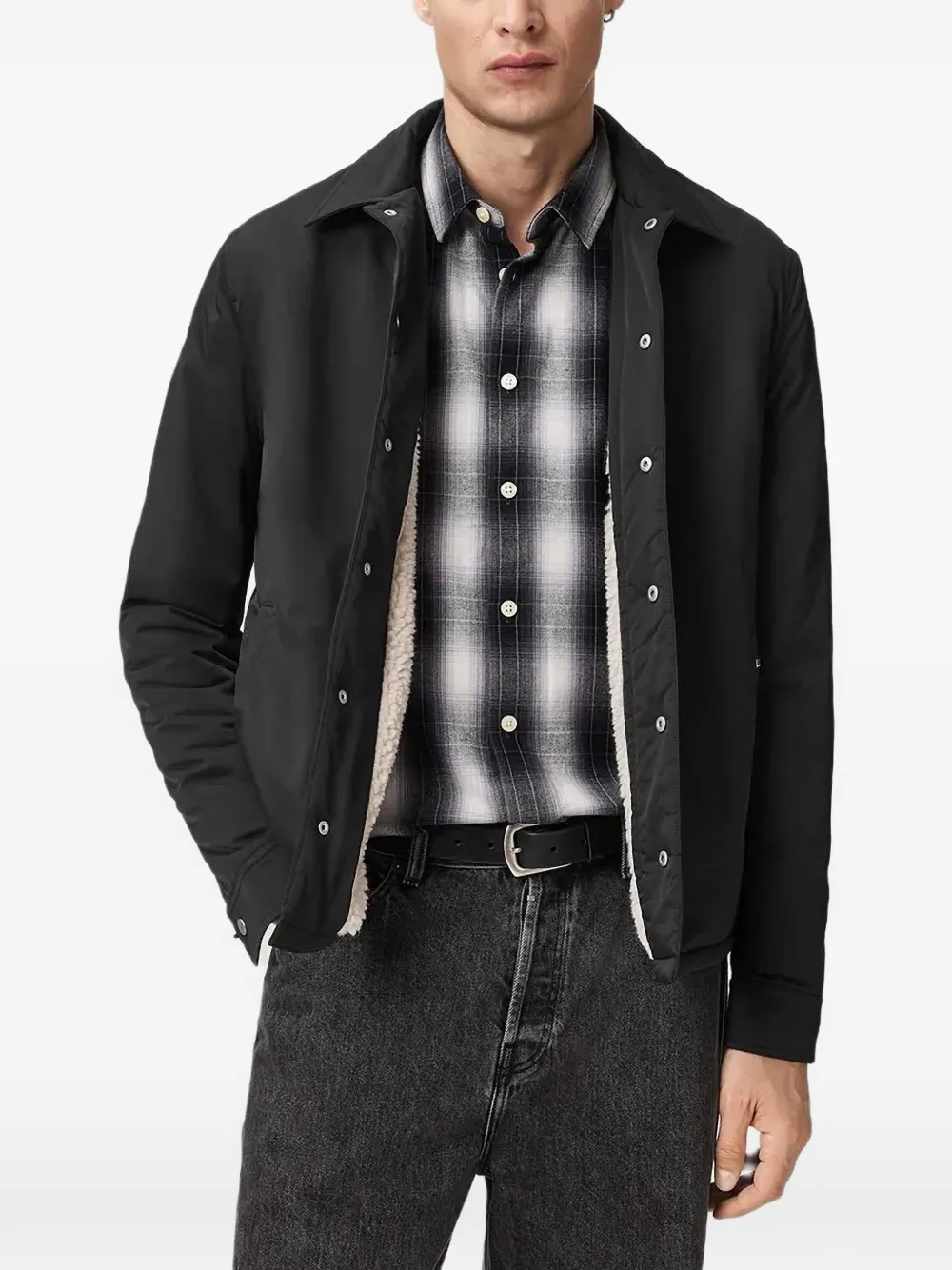 AllSaints Longhaul buttoned shirt jacket - Nero