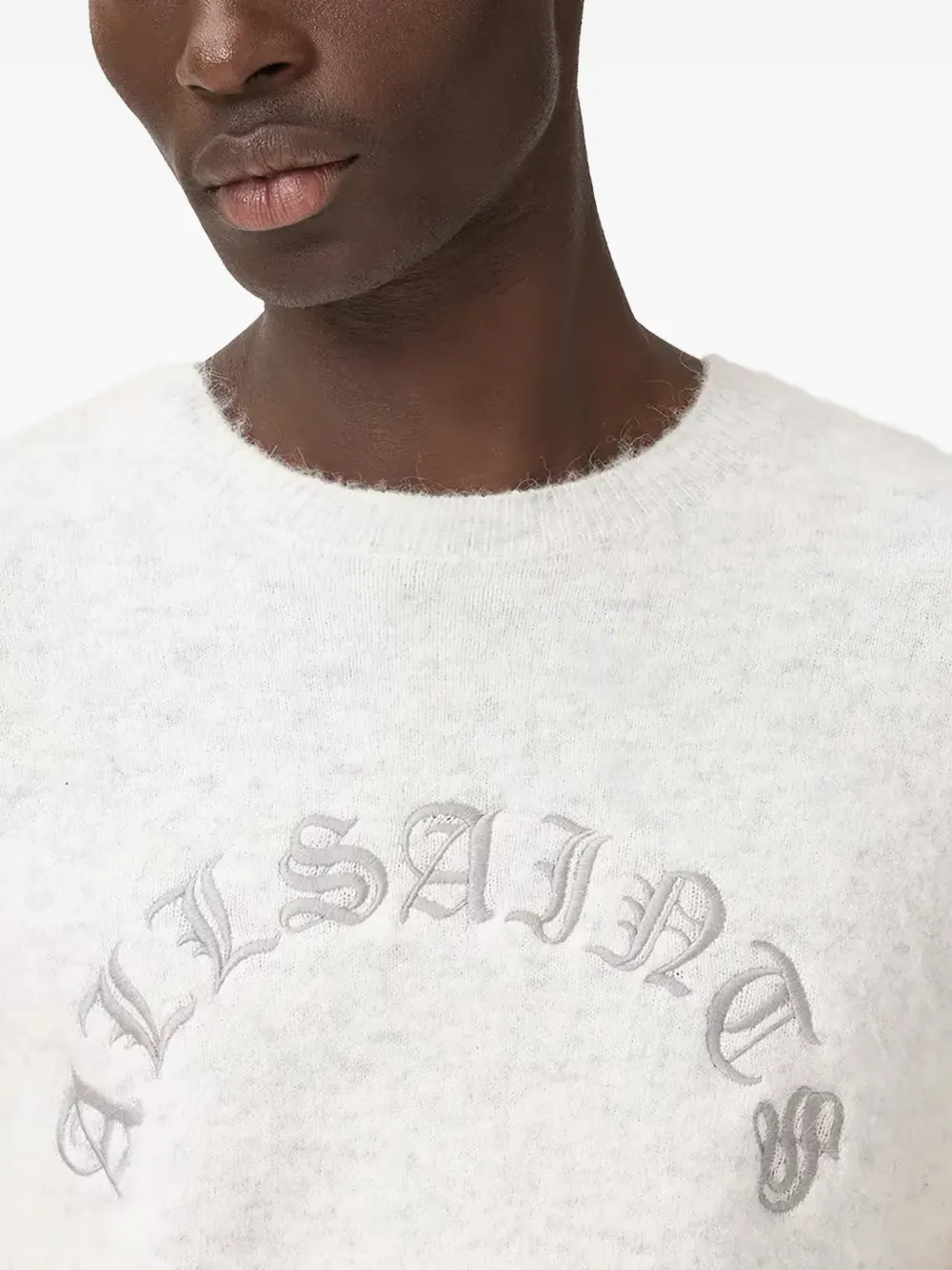 AllSaints Curv trui met borduurwerk Wit