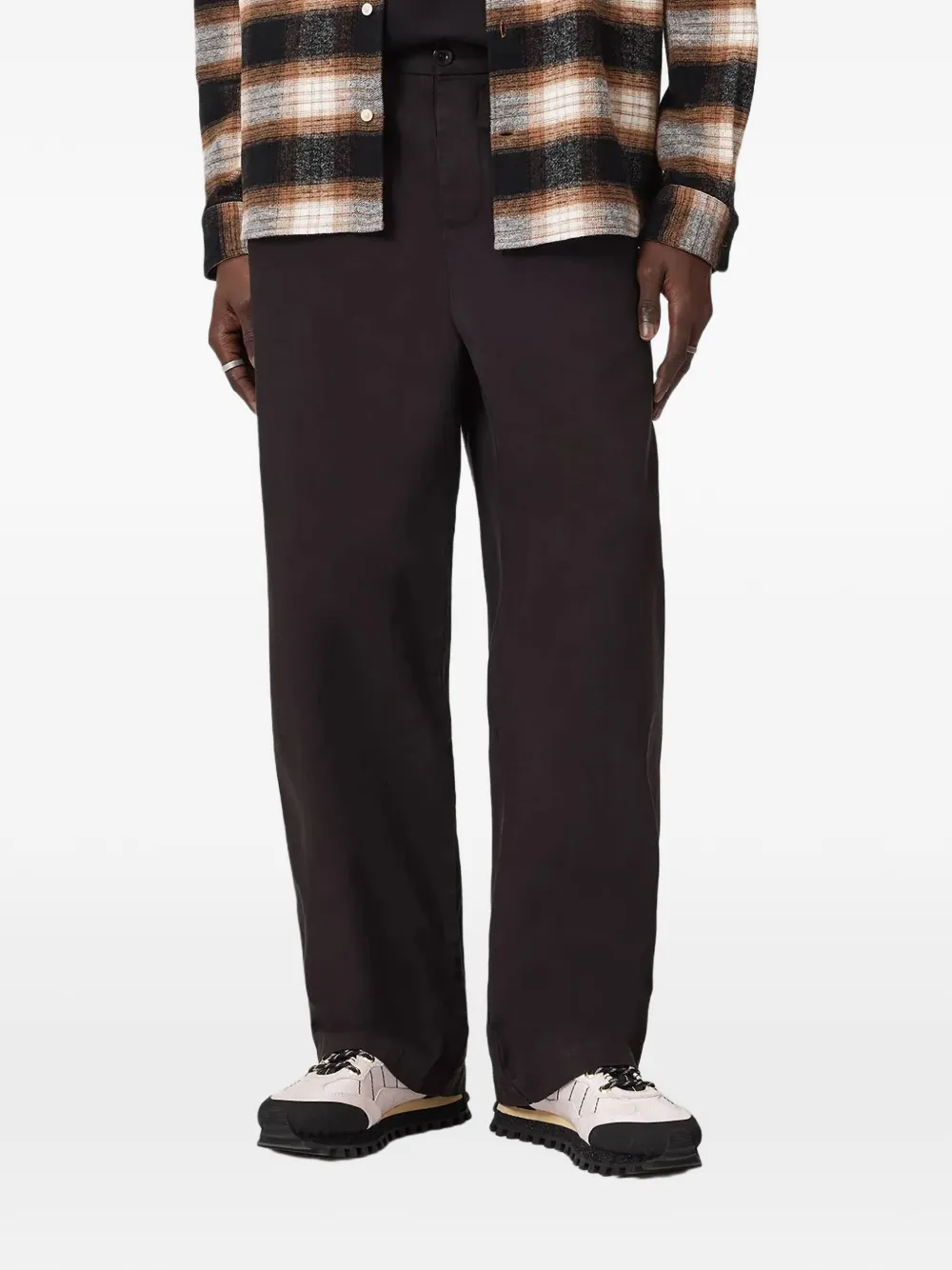 AllSaints belt-loop button trousers | Brown | Image 1