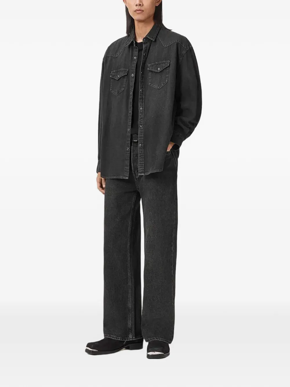 AllSaints Fenton pocket shirt - Zwart