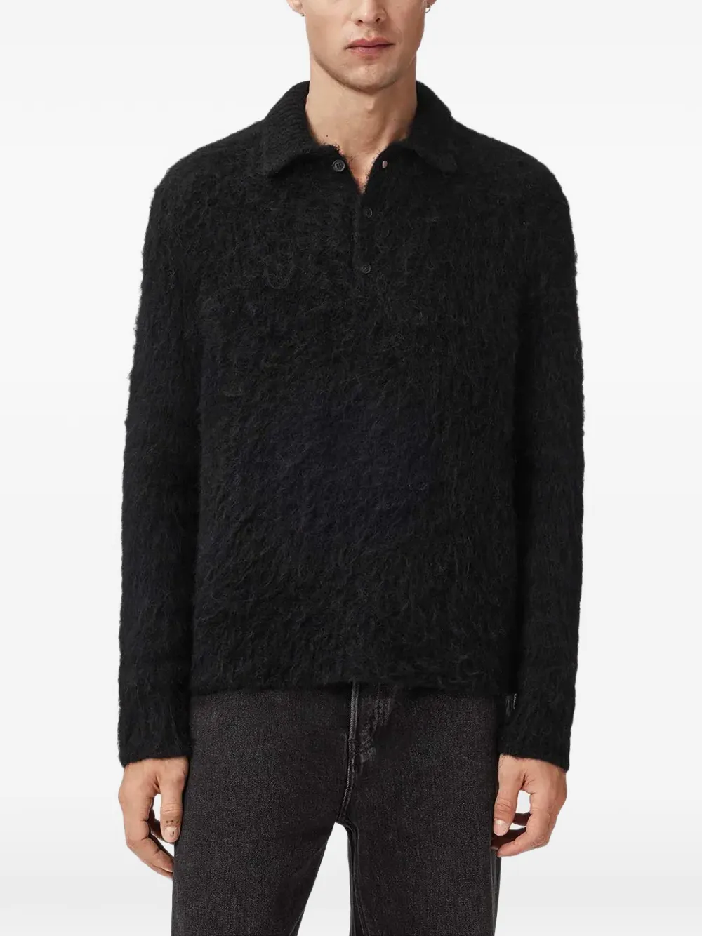 AllSaints Sonny poloshirt met lange mouwen Zwart