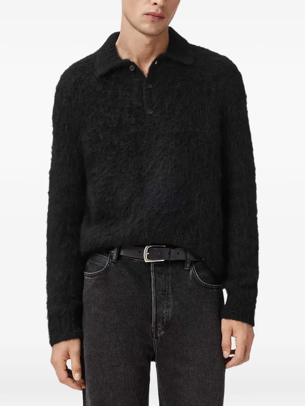 AllSaints Sonny long-sleeve polo shirt - Nero