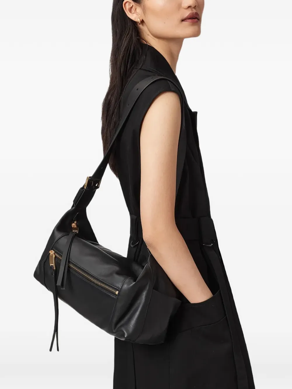 AllSaints Vega zip shoulder bag - Zwart