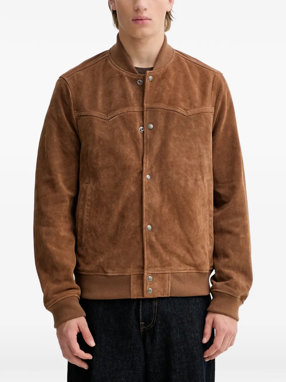 AllSaints buttoned leather jacket | Brown | Image 1