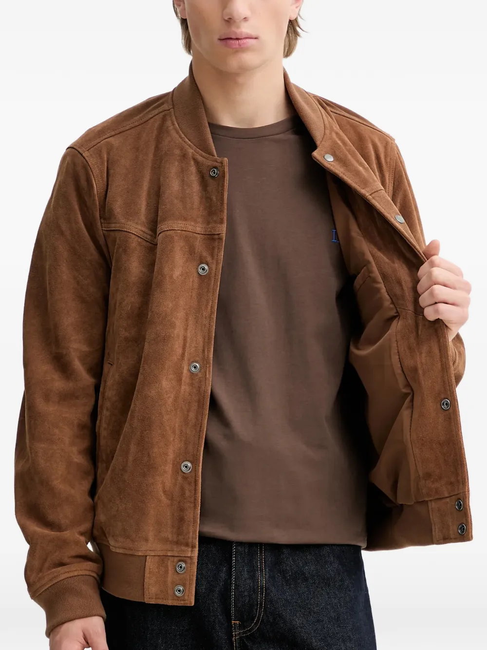  Allsaints Buttoned Leather Jacket - Brown 