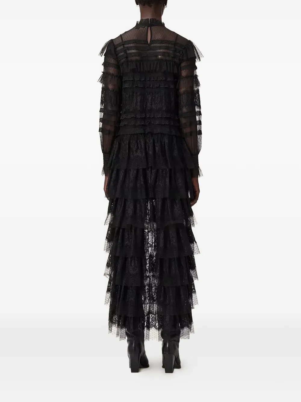  Allsaints Cavarly Tiered Lace Maxi Dress - Black 