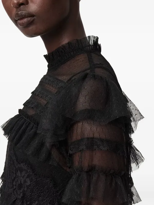 AllSaints Cavarly Tiered Lace Maxi Dress | Black | FARFETCH