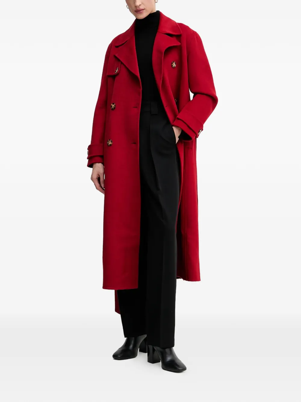  Pedro Del Hierro Belted Double-breasted Coat - Red 