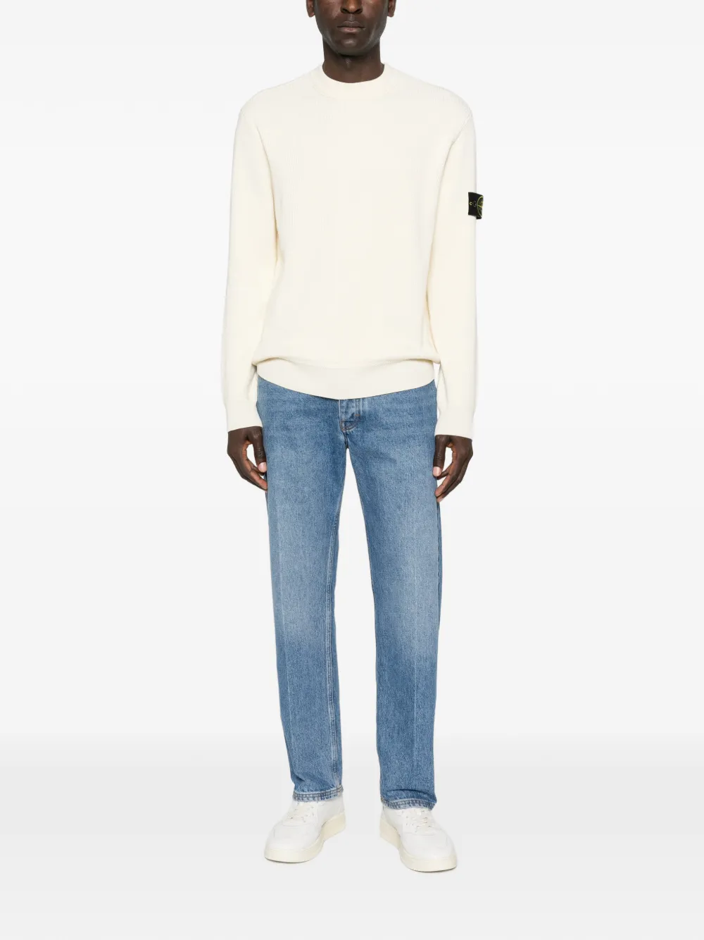 Stone Island logo-patch crew-neck sweater - Beige