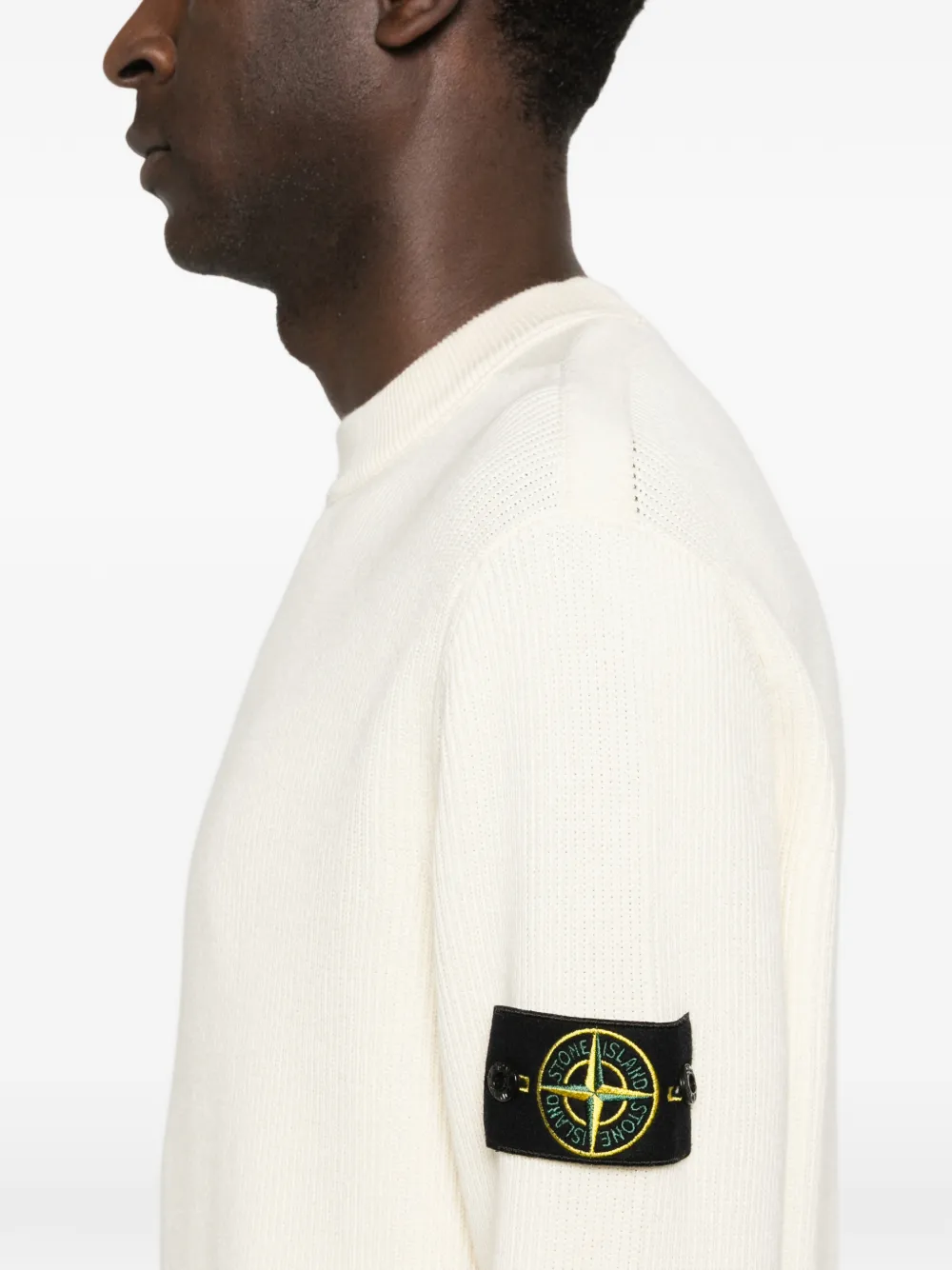 Stone Island Trui met ronde hals en badge Beige