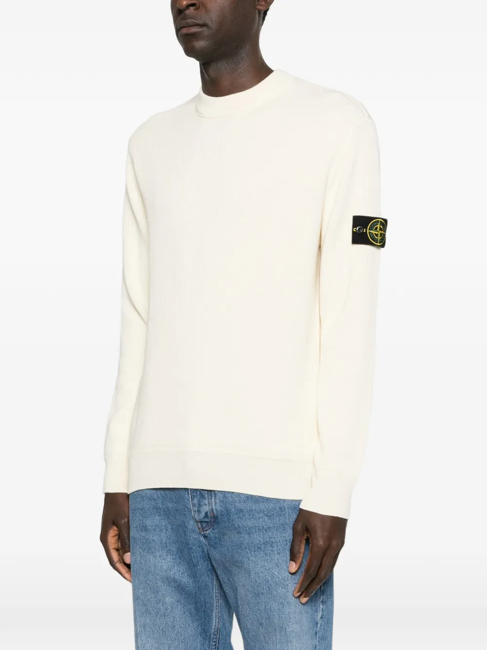 Stone Island Trui met ronde hals en badge Beige
