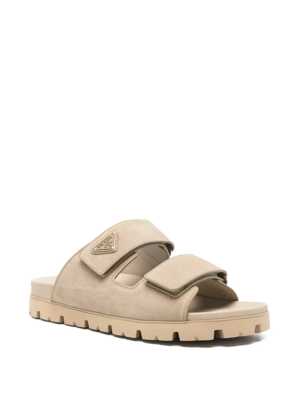 Prada Slippers met logopatch Beige