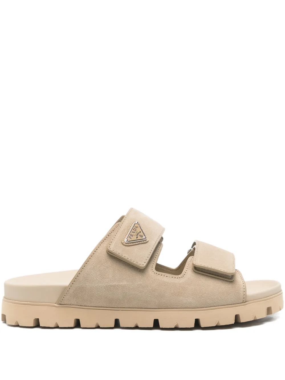 Prada Slippers met logopatch Beige