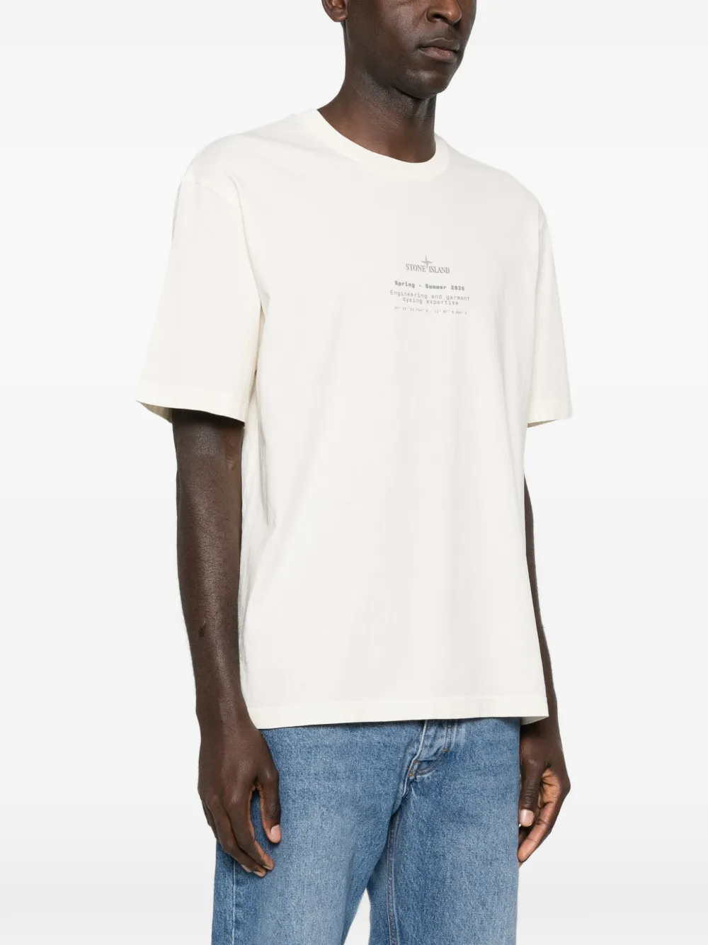 Stone Island T-shirt met ronde hals en print Beige