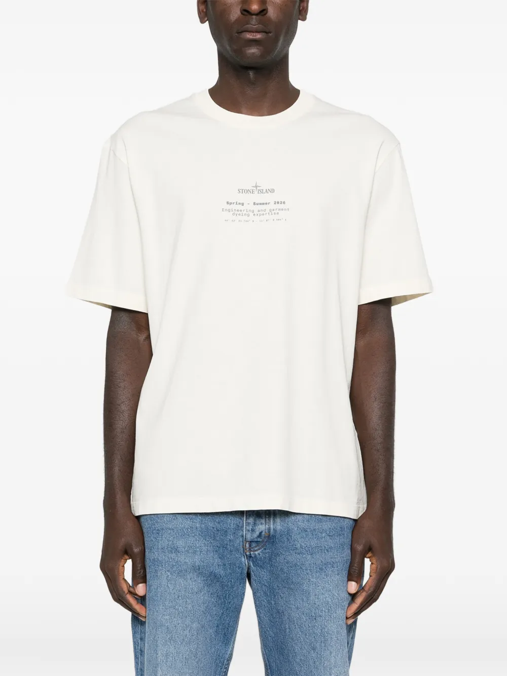 Stone Island T-shirt met ronde hals en print Beige