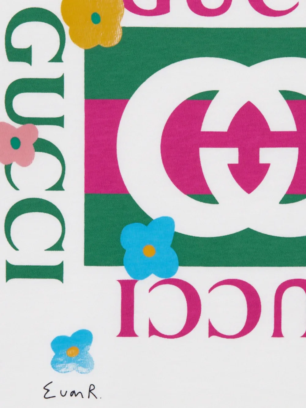 Gucci Kids T-shirt met bloemenprint Wit