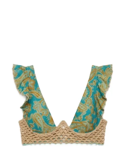 Del Maar ruffled paisley bikini top